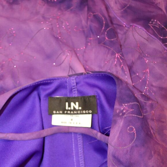 I.N. San Francisco Purple Tulip Dress Medium Glitter Floral Homecoming Prom - Picture 4 of 8